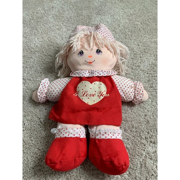 Vintage Well Made "I Love You" Rag Doll 15" White & Red Heart Outfit‎ - Picture 3 of 8